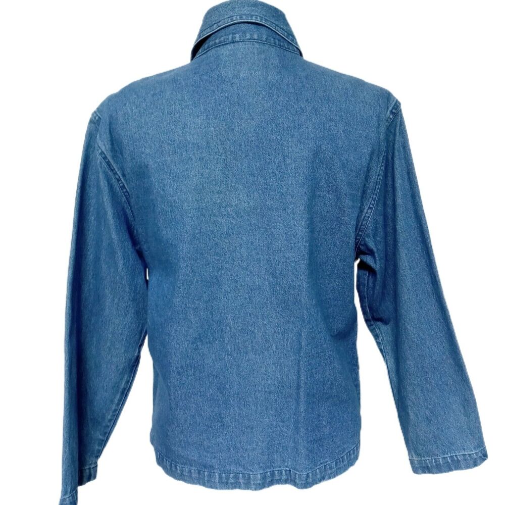 Vintage Patchwork Jean Jacket Blazer Embroidered … - image 4